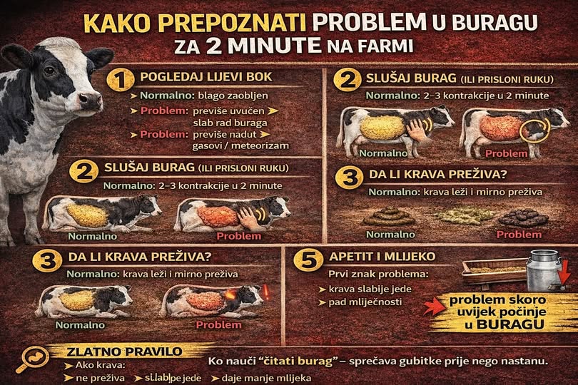 Kako prepoznati problem u buragu goveda u dva minuta