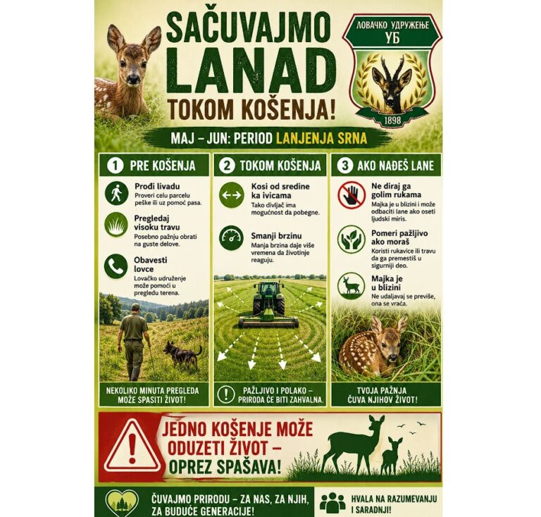 SAČUVAJMO LANAD: Apel poljoprivrednicima i lovcima tokom sezone košenja